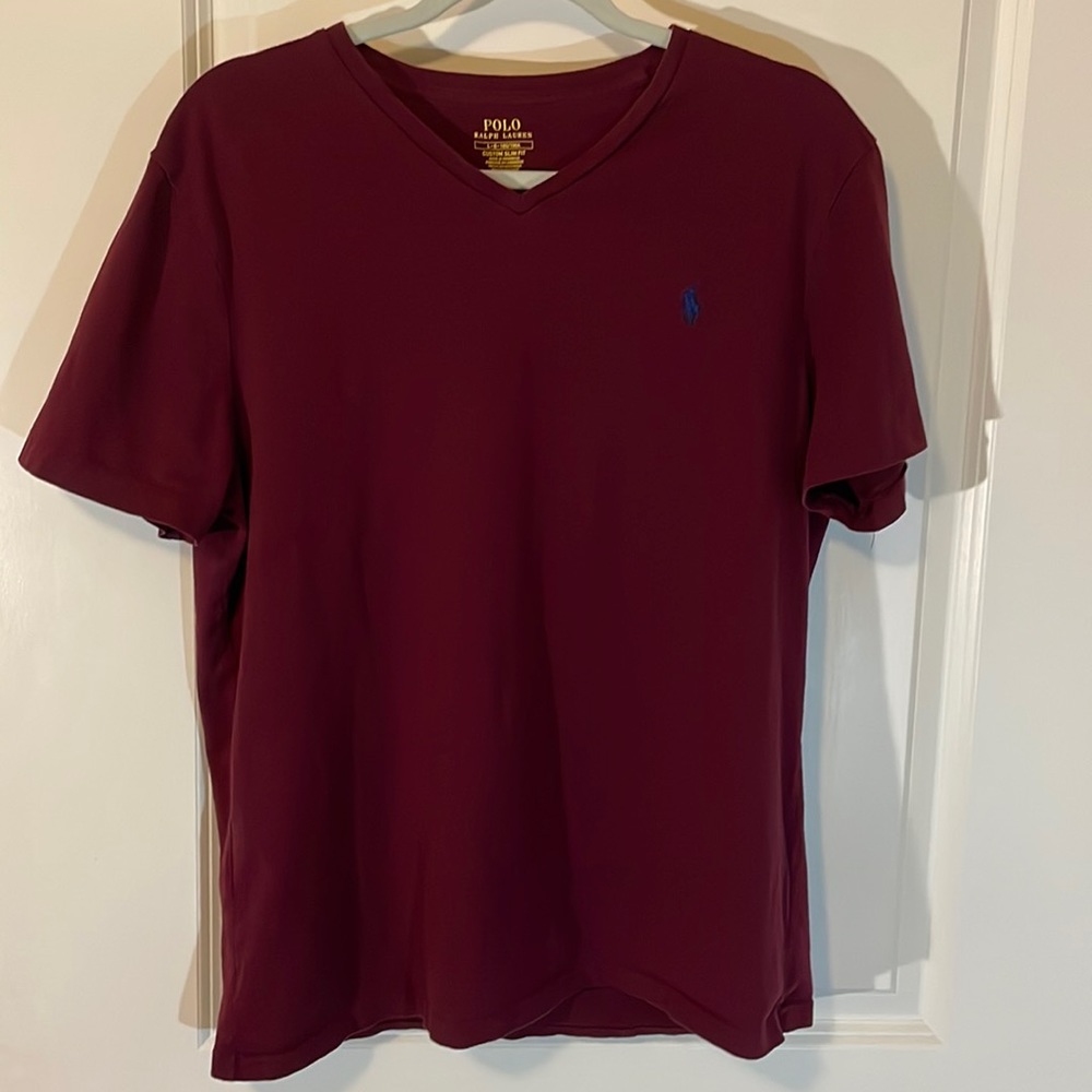 Burgundy Polo Ralph Lauren V-Neck Tee
